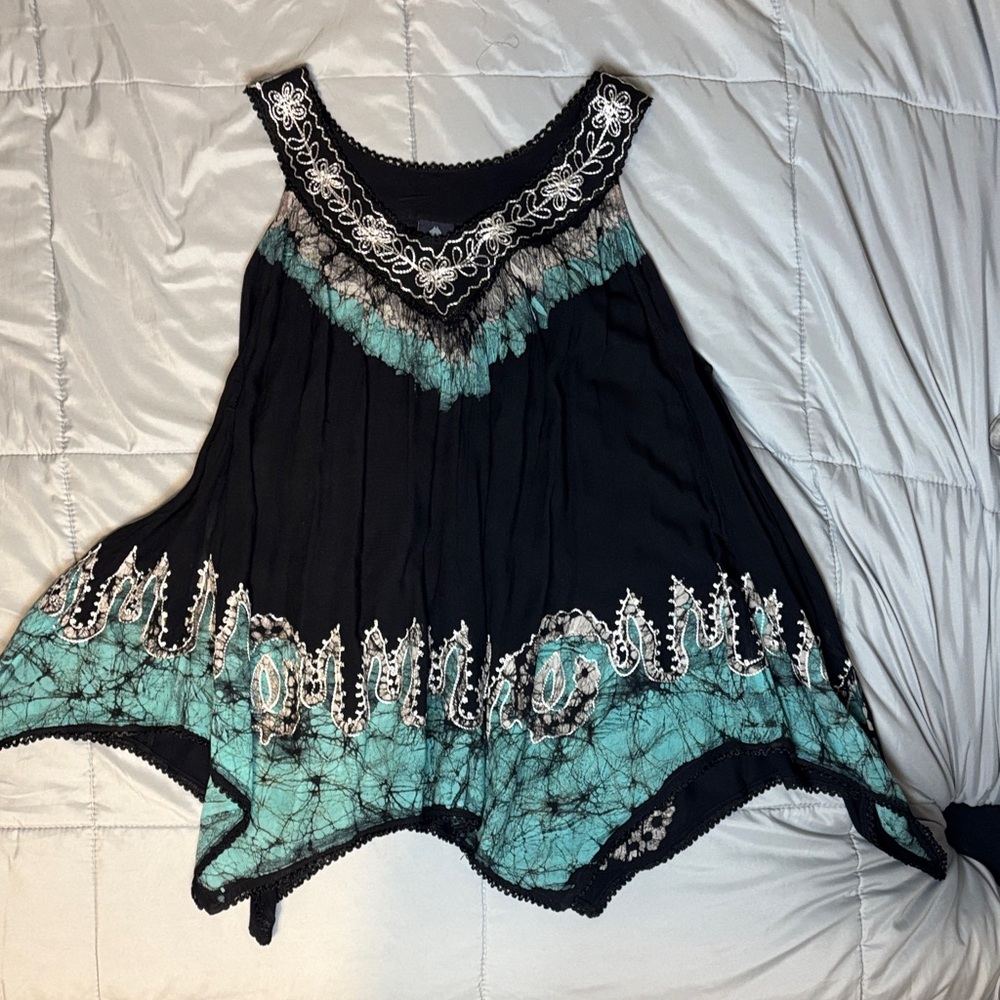 Advance Apparels Black and Turquoise Embroidered Blouse